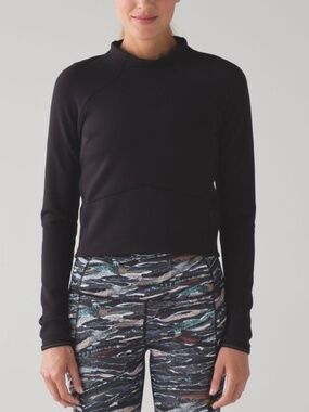 Lululemon Black Hill and Valley Mock Neck Long Sleeve Shirt | Size 6